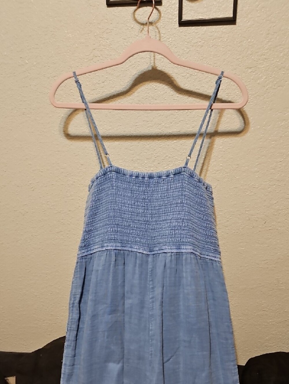 Z Supply Light Blue Smocked Wide-Leg Jumpsuit - Picture 7 of 9